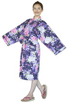 Superfine bathrobe  Peony garden in purple